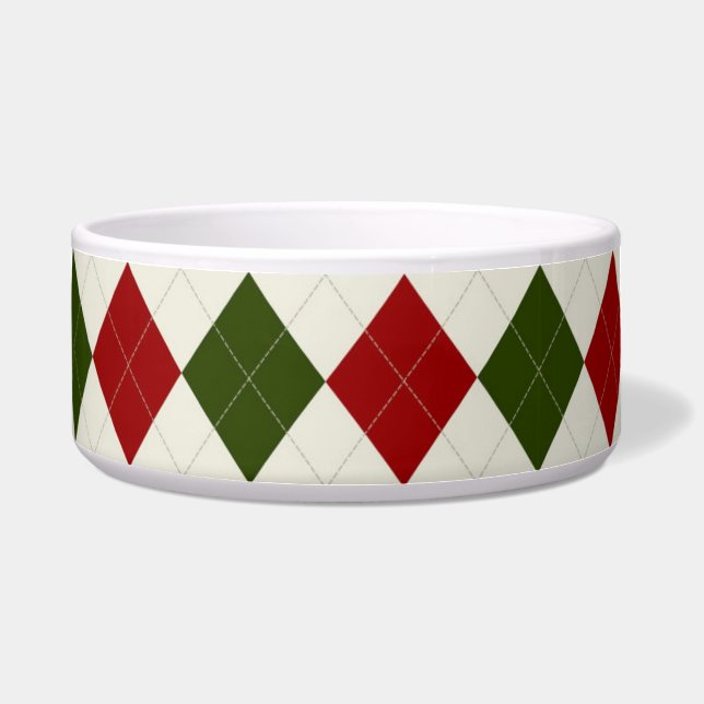 Classic Christmas Argyle Patroon Voerbakje (Voorkant)