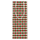 Classic Christmas Argyle Patroon Wijn Cadeautas (Achterkant)