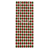 Classic Christmas Argyle Patroon Wijn Cadeautas (Voorkant)