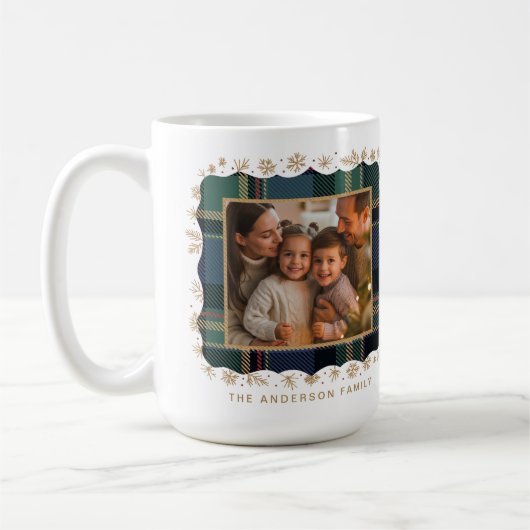 Classic Christmas Blu Plaid Photo Template ID1141B Koffiemok (Links)