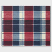Classic Christmas Blue and Red Plaid Cadeaupapier (Vlak)