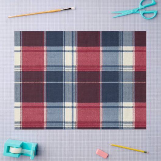 Classic Christmas Blue and Red Plaid Tissuepapier (Craft)