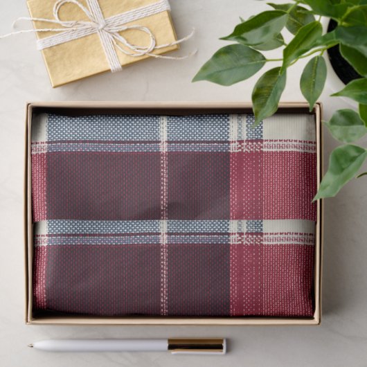 Classic Christmas Blue and Red Plaid Tissuepapier (Geschenk)