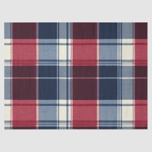 Classic Christmas Blue and Red Plaid Tissuepapier (Voorkant)