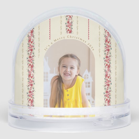 Classic Christmas Botanical Tapestry familie Foto Sneeuwbol (Achterkant)