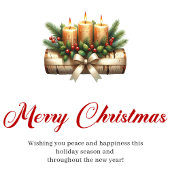 Classic Christmas candles pine greenery card Feestdagenkaart