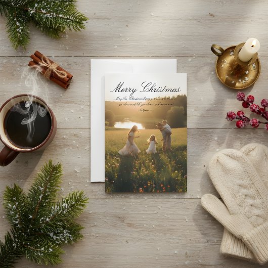 Classic Christmas Card – Joyful Holiday Wishes Kaart