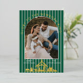 Classic Christmas Carol Christian Nativity Photo Folie Feestdagenkaart (Staand Voorkant)
