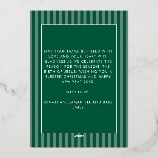 Classic Christmas Carol Christian Nativity Photo Folie Feestdagenkaart (Achterkant)