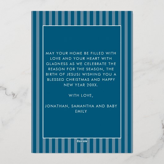 Classic Christmas Carol Christian Nativity Photo Folie Feestdagenkaart (Achterkant)