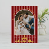 Classic Christmas Carol Christian Nativity Photo Folie Feestdagenkaart (Staand Voorkant)