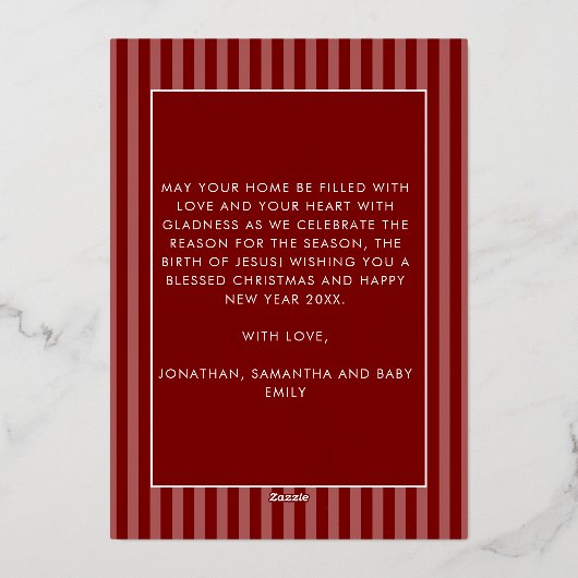 Classic Christmas Carol Christian Nativity Photo Folie Feestdagenkaart (Achterkant)