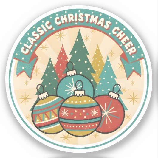 Classic Christmas Cheer Sticker (Voorkant)