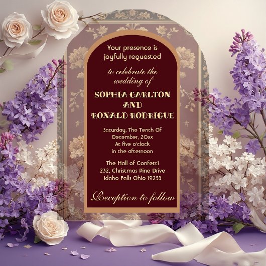 Classic Christmas Chinoiserie Traditional Wedding Acryl Uitnodigingen