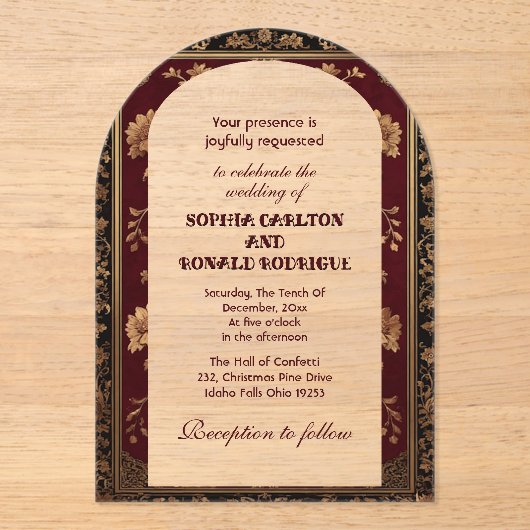 Classic Christmas Chinoiserie Traditional Wedding Acryl Uitnodigingen (Voorkant)