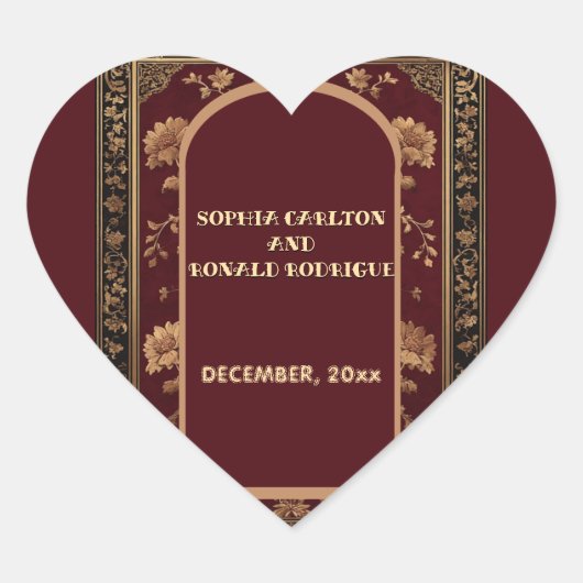 Classic Christmas Chinoiserie Traditional  Wedding Hart Sticker (Voorkant)
