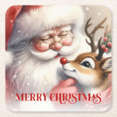 Classic Christmas Coasters Santa Claus Rudolph Kartonnen Onderzetters (Voorkant)
