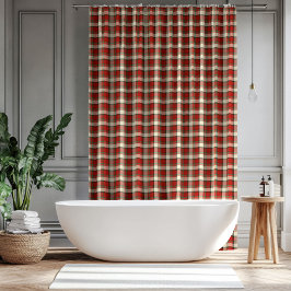 Classic Christmas Curtain Red Green Plaid Style Douchegordijn
