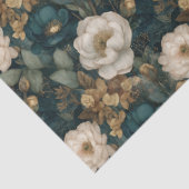 Classic Christmas Dark Green and White Floral Tissuepapier (Detail)