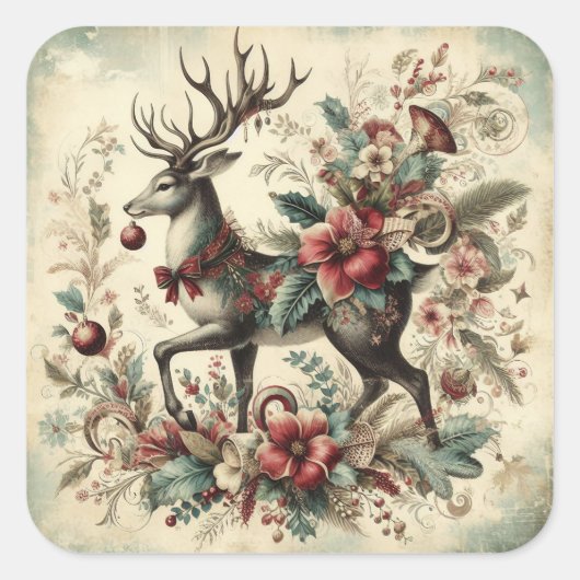 Classic Christmas Deer Stickers (Voorkant)