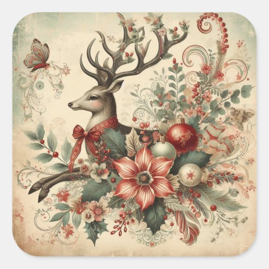 Classic Christmas Deer Stickers (Voorkant)
