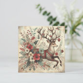 Classic Christmas Deer Wenskaart (Staand voorkant)