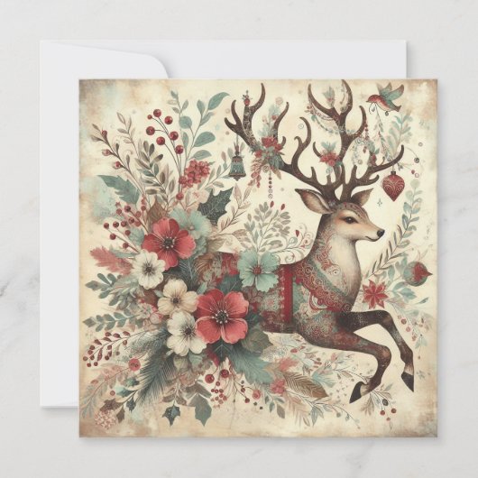 Classic Christmas Deer Wenskaart (Voorkant)