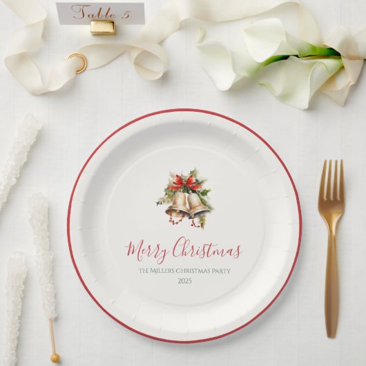 Classic Christmas Elegant Paper Plates Papieren Bordje (Huwelijk)