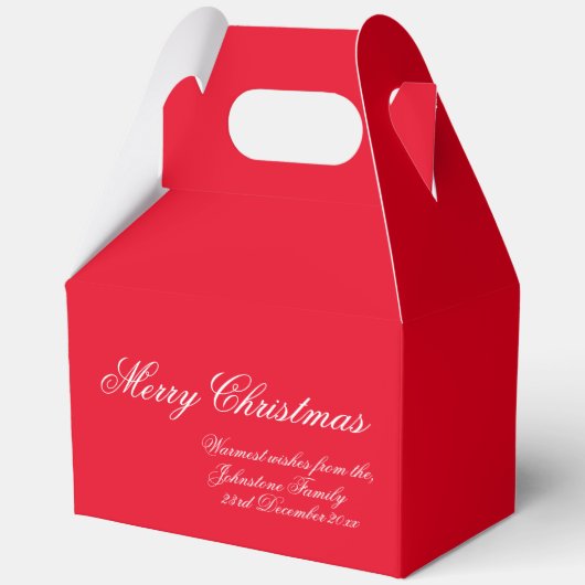 Classic Christmas Elegant Script Familienaam Rood Bedankdoosjes (Voorkant)