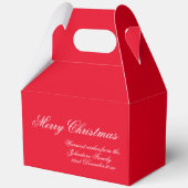 Classic Christmas Elegant Script Familienaam Rood Bedankdoosjes (Achterkant)