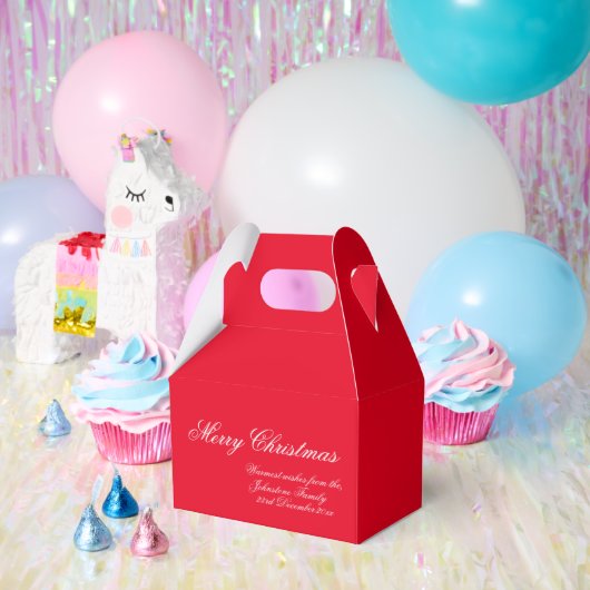 Classic Christmas Elegant Script Familienaam Rood Bedankdoosjes (Feest)