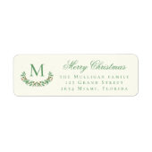 Classic Christmas family monogram return address Etiket (Voorkant)