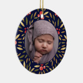 Classic Christmas Floral Lijst Babys 1st Christmas Keramisch Ornament (Rechts)