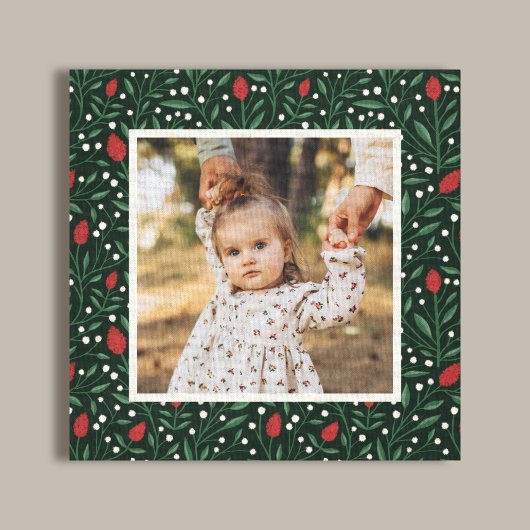 Classic Christmas Floral Lijst Foto Canvas Afdruk