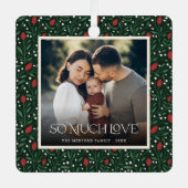 Classic Christmas Floral Lijst Foto Metalen Ornament (Voorkant)