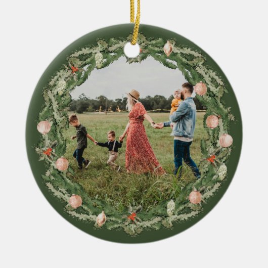 Classic Christmas Floral Lijst Foto Ornament (Voorkant)