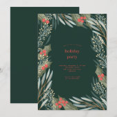 Classic Christmas Floral Lijst Holiday Party Kaart (Voorkant / Achterkant)