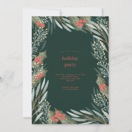 Classic Christmas Floral Lijst Holiday Party Kaart