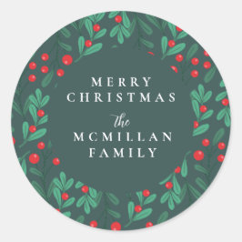 Classic Christmas Floral Lijst Holiday Sticker