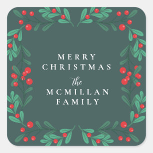 Classic Christmas Floral Lijst Holiday Sticker