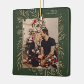 Classic Christmas Floral Lijst Photo Metal Ornamen Keramisch Ornament (Links)