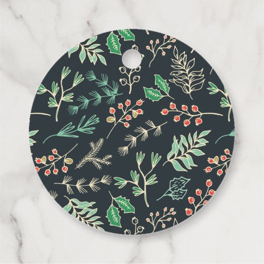 Classic Christmas Floral Pattern Gift Label (Achterkant)