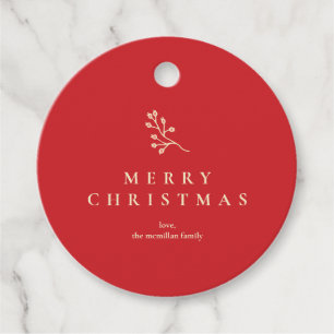 Classic Christmas Floral Pattern Gift Label