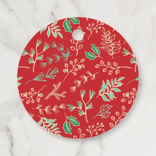 Classic Christmas Floral Pattern Gift Label (Achterkant)