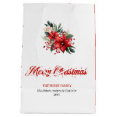 Classic Christmas Flowers Botanical Gift Bags Medium Cadeauzakje (Achterkant)