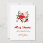 Classic Christmas Flowers Watercolor Greeting Card Feestdagenkaart (Voorkant)