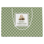 Classic Christmas Gift Bag Ivory Sage Elegant  Groot Cadeauzakje (Voorkant)