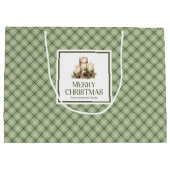 Classic Christmas Gift Bag Ivory Sage Elegant  Groot Cadeauzakje (Achterkant)