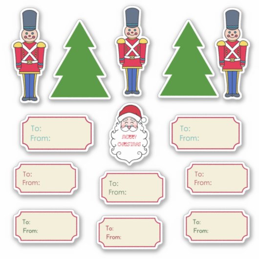 Classic Christmas Gift Label Stickers (Voorkant)