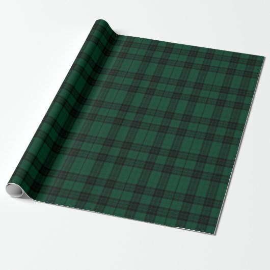 Classic Christmas Green and Black Plaid Cadeaupapier (Uitgerold)